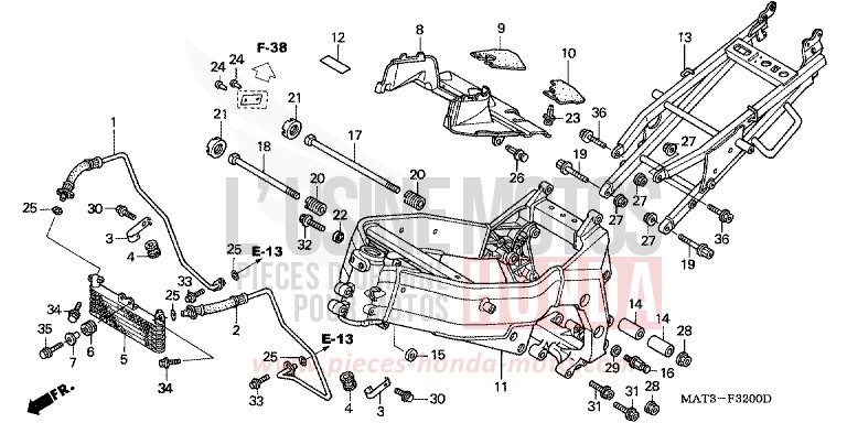 FRAME BODY/OIL COOLER (V/W) for Super Blackbird TITANIUM METALLIC (YR183) from 1997